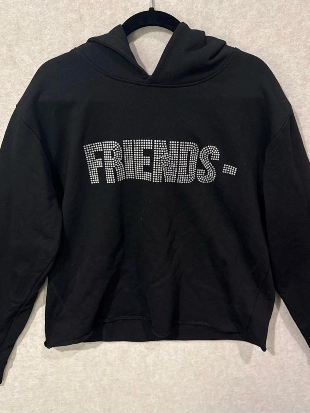 Men’s Vlone friends black silver rhinestone hoodie size small